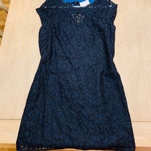 Loft Navy and Black Lace shift dress